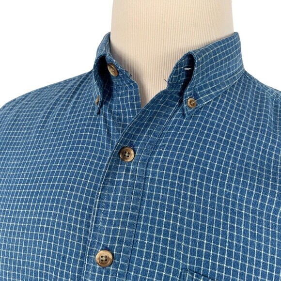 St Johns Bay Button Up Long Sleeve Shirt Blue Check Button-down Size MT ML - Picture 8 of 8